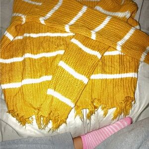 Yellow and White Striped Knit Sweater